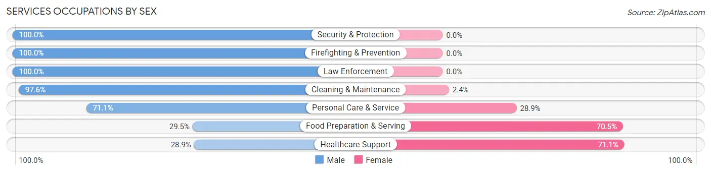 Services Occupations by Sex in Zip Code 52776