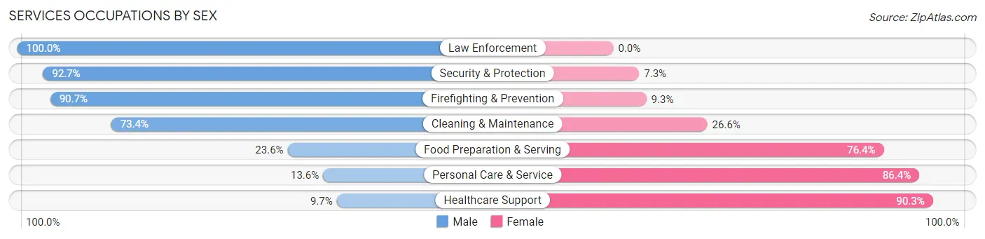 Services Occupations by Sex in Zip Code 52806