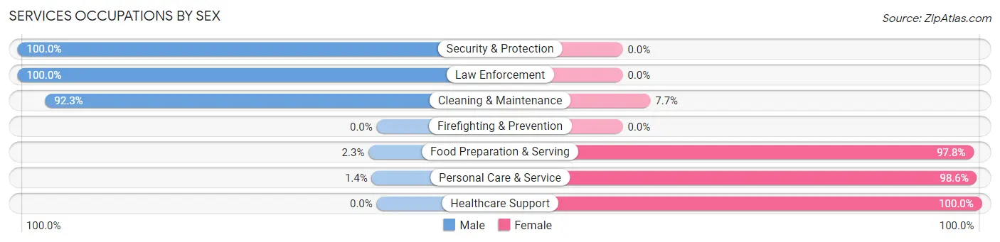 Services Occupations by Sex in Zip Code 53049