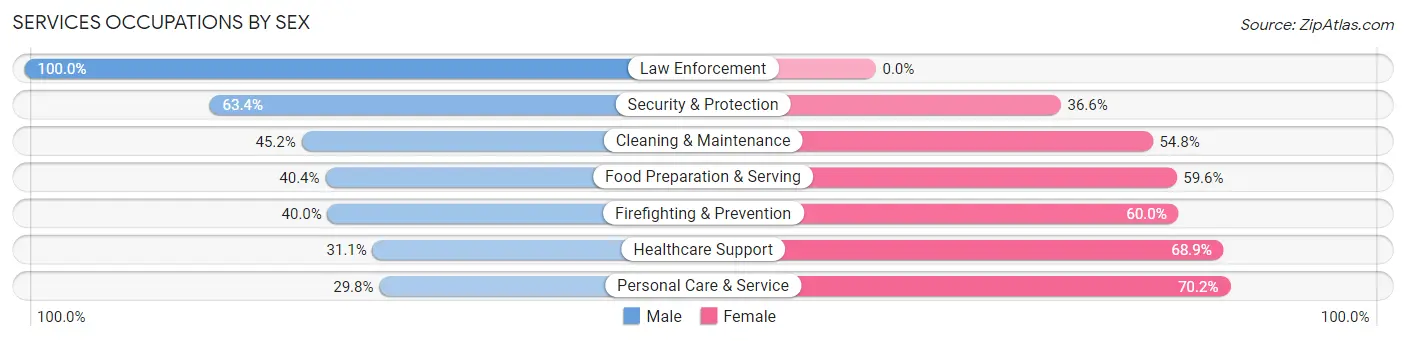 Services Occupations by Sex in Zip Code 53202