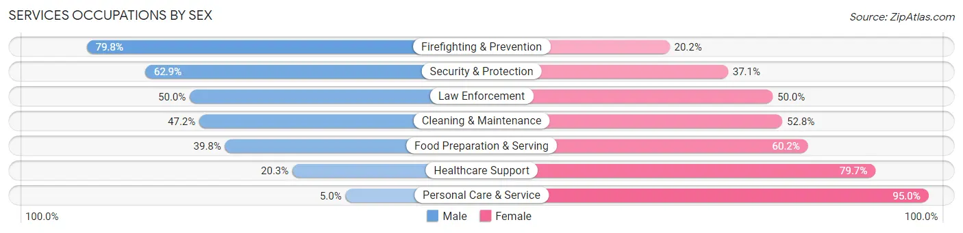 Services Occupations by Sex in Zip Code 53218