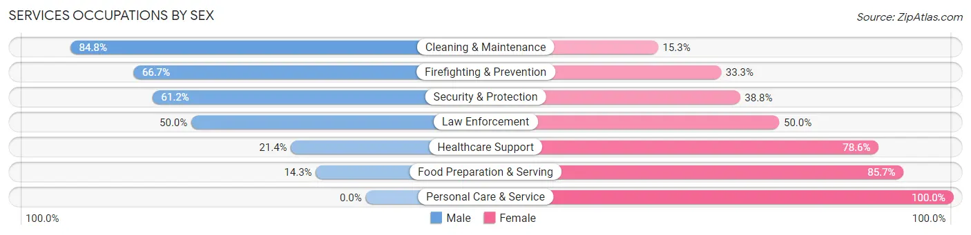 Services Occupations by Sex in Zip Code 53528