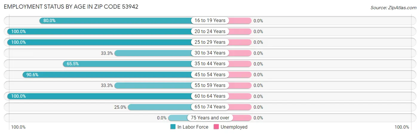 Employment Status by Age in Zip Code 53942