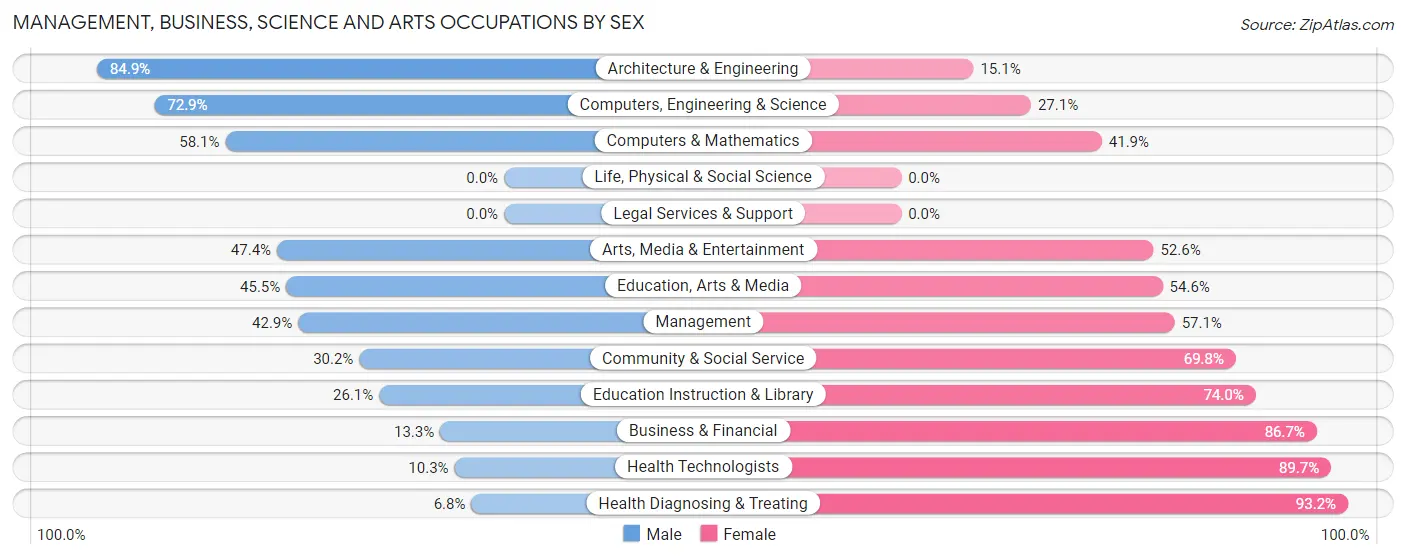 Management, Business, Science and Arts Occupations by Sex in Zip Code 54028
