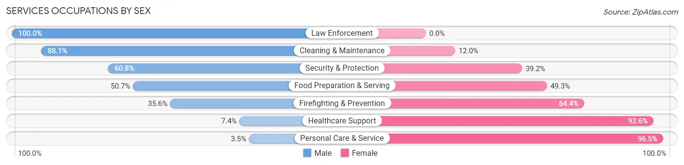Services Occupations by Sex in Zip Code 54409