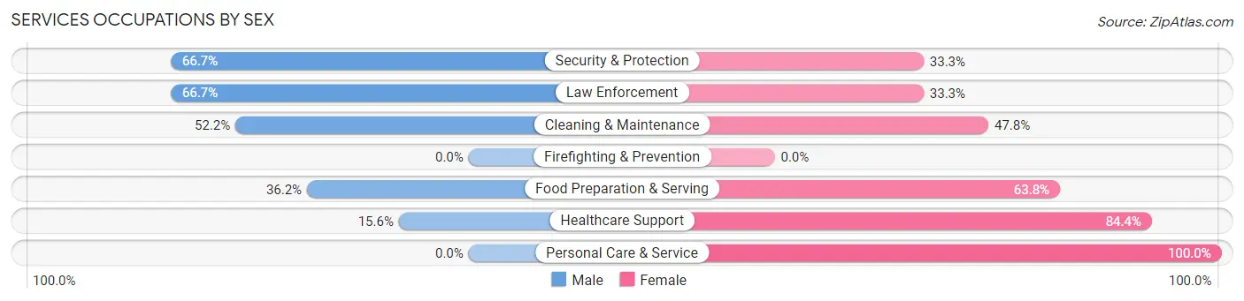 Services Occupations by Sex in Zip Code 54470
