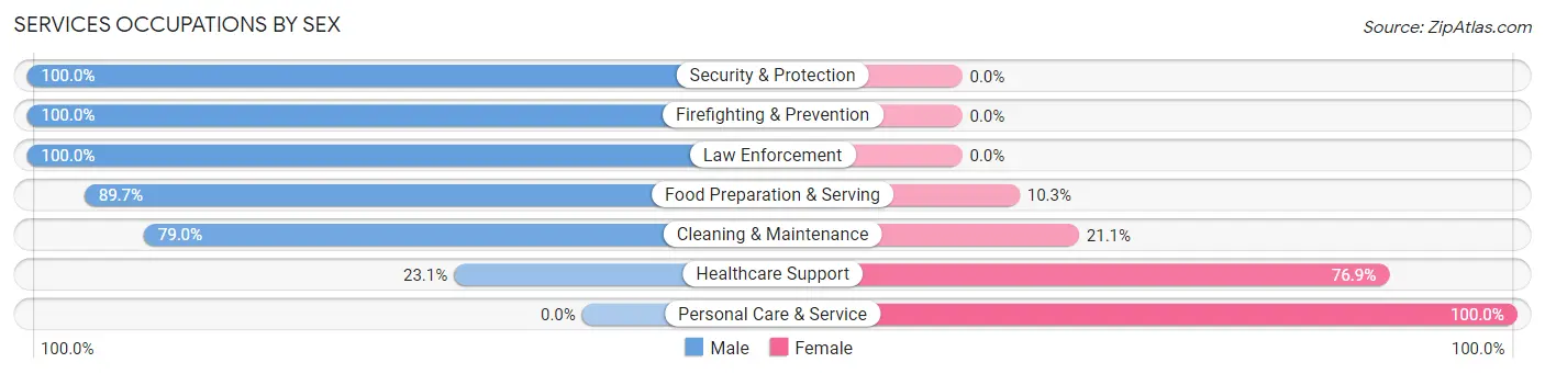 Services Occupations by Sex in Zip Code 54471