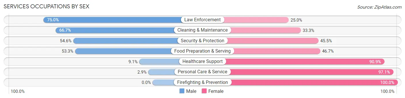 Services Occupations by Sex in Zip Code 54486