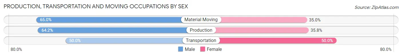 Production, Transportation and Moving Occupations by Sex in Zip Code 54524