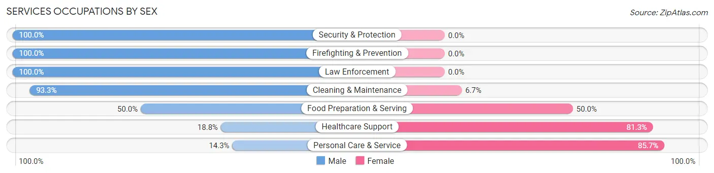 Services Occupations by Sex in Zip Code 54563