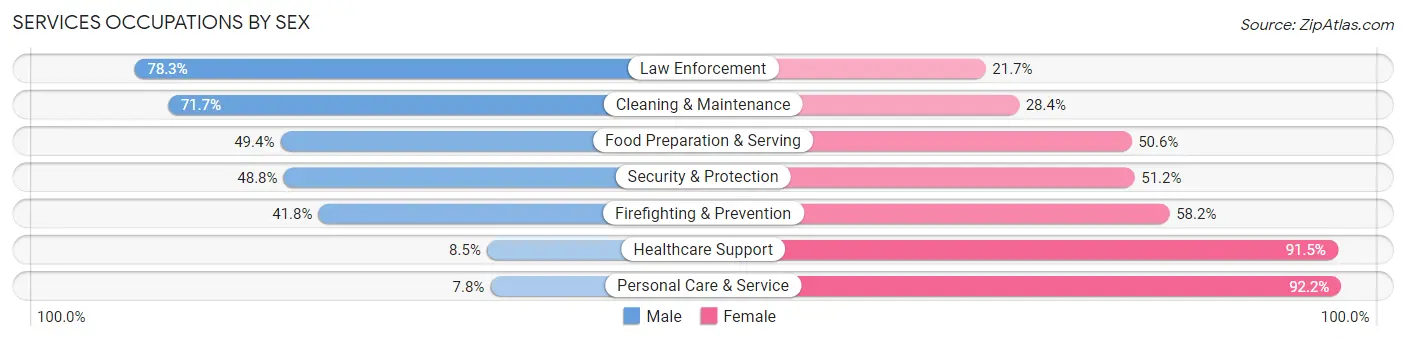 Services Occupations by Sex in Zip Code 54751