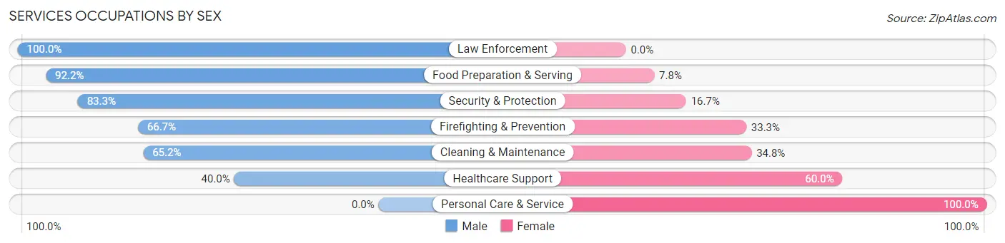 Services Occupations by Sex in Zip Code 54854