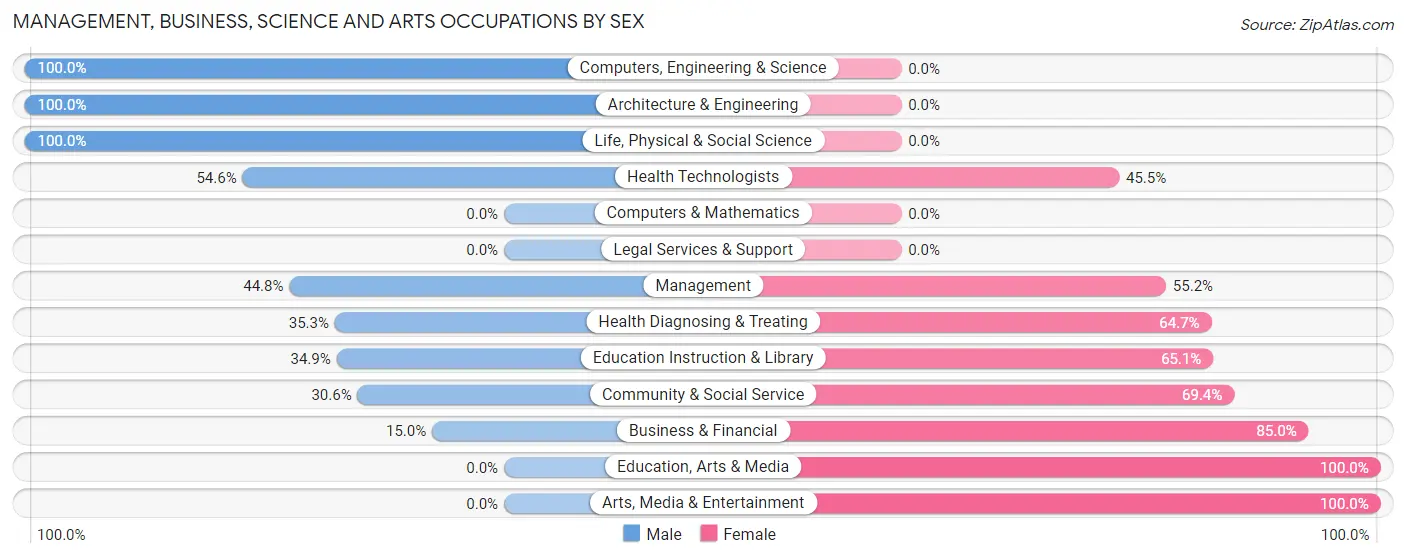 Management, Business, Science and Arts Occupations by Sex in Zip Code 54858