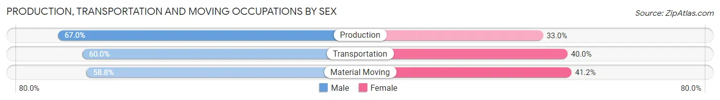 Production, Transportation and Moving Occupations by Sex in Zip Code 54858