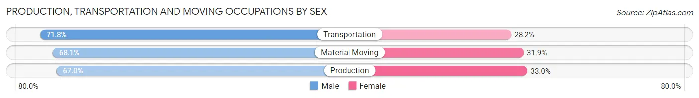 Production, Transportation and Moving Occupations by Sex in Zip Code 54913