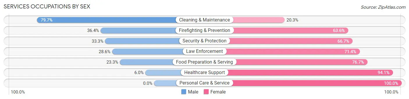 Services Occupations by Sex in Zip Code 54945
