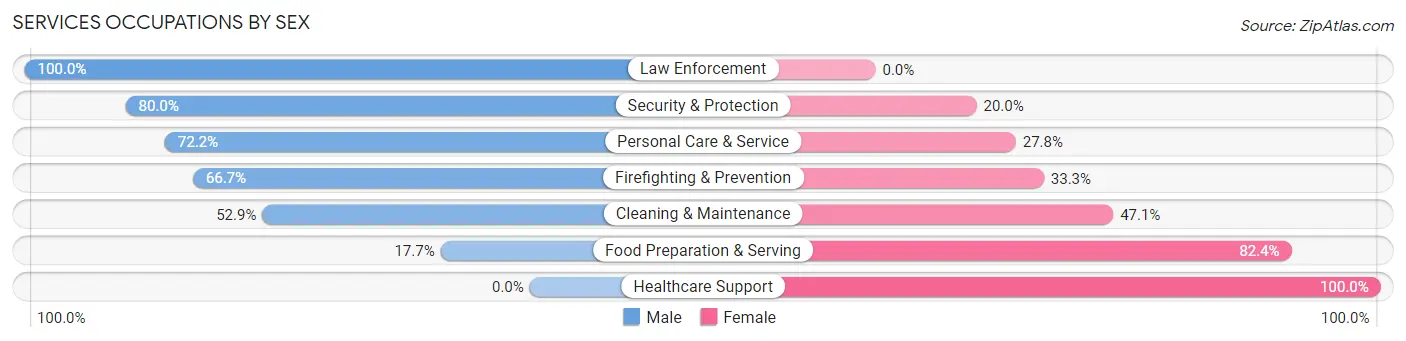 Services Occupations by Sex in Zip Code 55053