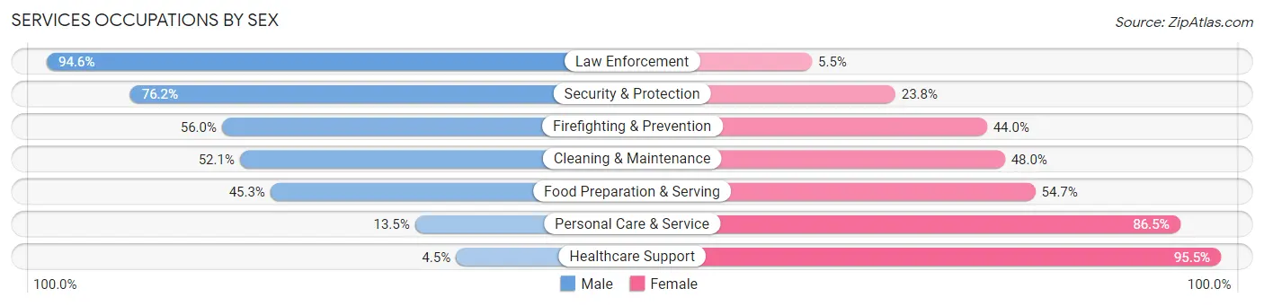 Services Occupations by Sex in Zip Code 55079