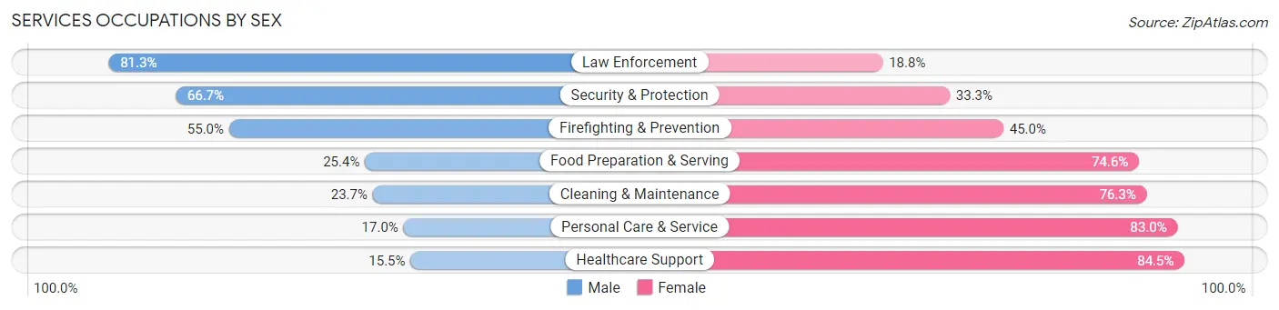 Services Occupations by Sex in Zip Code 55321