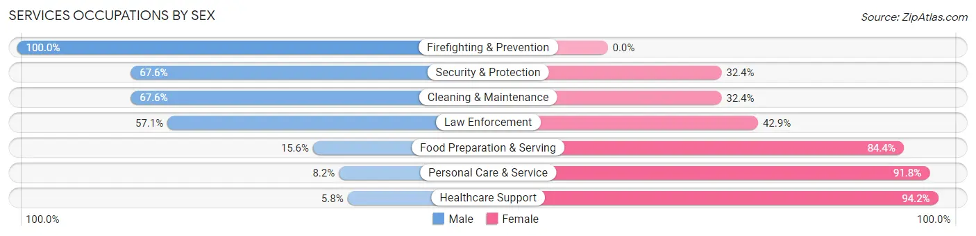 Services Occupations by Sex in Zip Code 55355