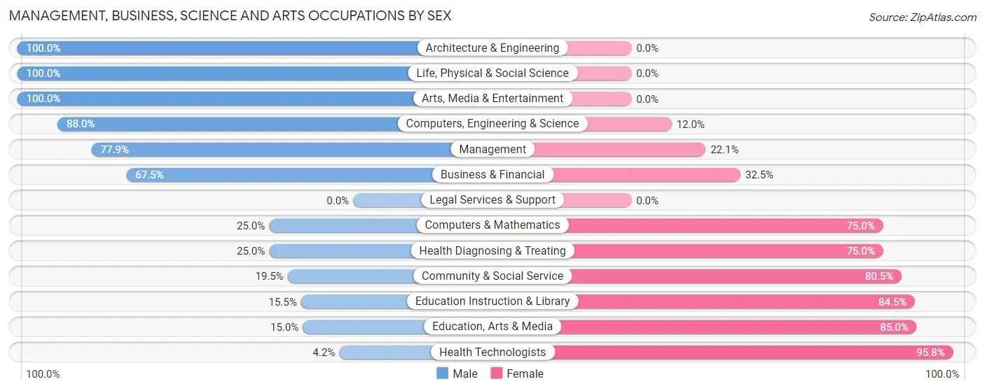 Management, Business, Science and Arts Occupations by Sex in Zip Code 55396