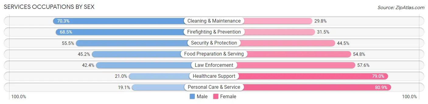 Services Occupations by Sex in Zip Code 55433