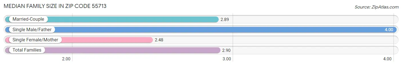 Median Family Size in Zip Code 55713