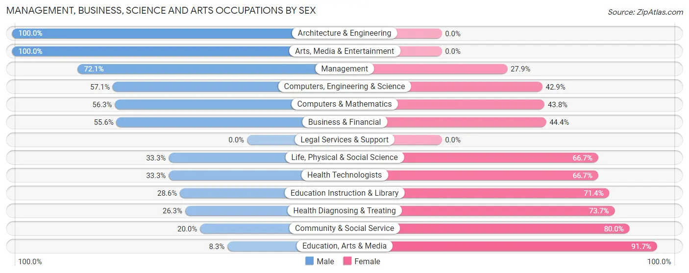 Management, Business, Science and Arts Occupations by Sex in Zip Code 55919