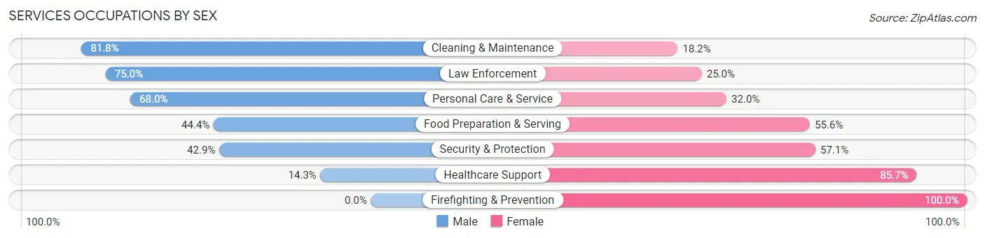Services Occupations by Sex in Zip Code 55953