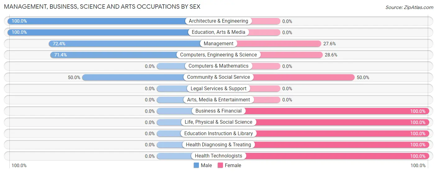 Management, Business, Science and Arts Occupations by Sex in Zip Code 55982