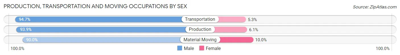 Production, Transportation and Moving Occupations by Sex in Zip Code 56021