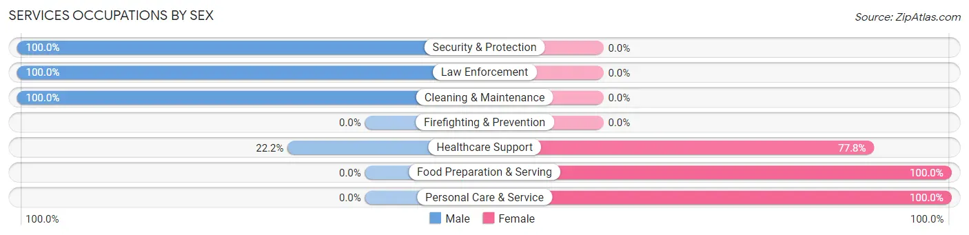 Services Occupations by Sex in Zip Code 56025