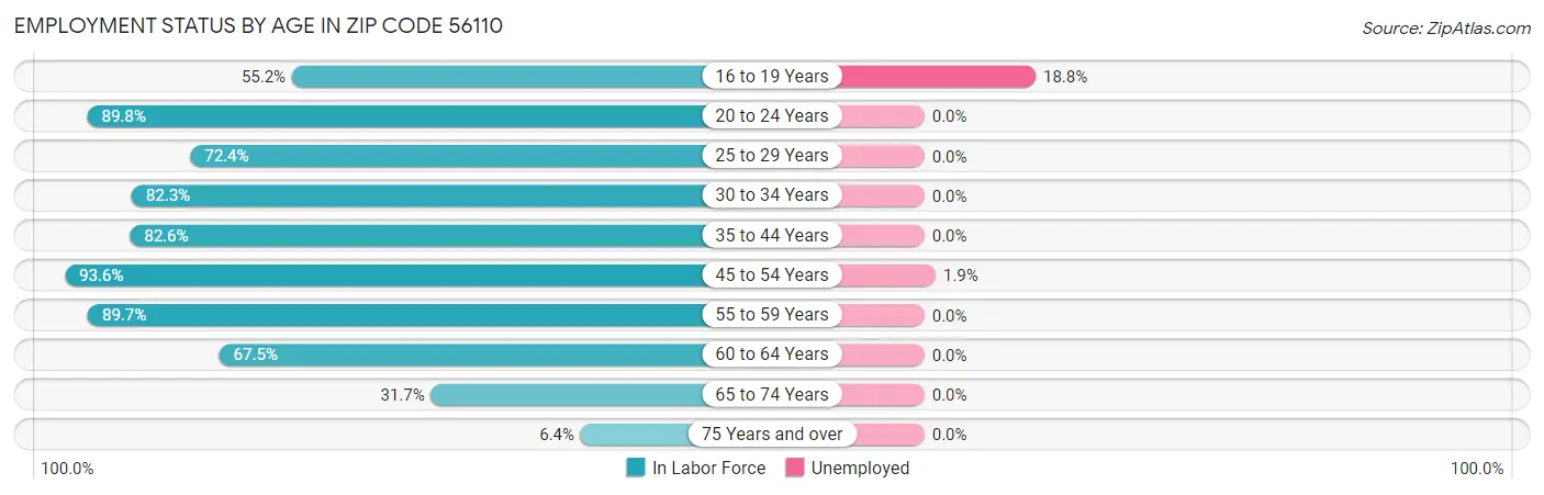 Employment Status by Age in Zip Code 56110