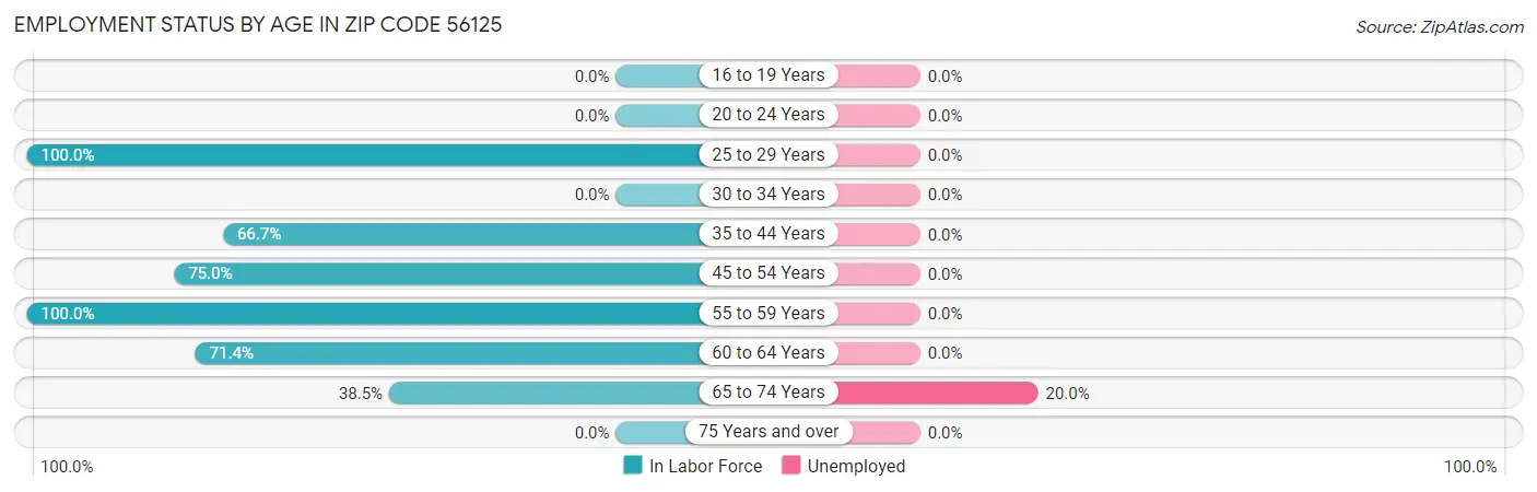 Employment Status by Age in Zip Code 56125