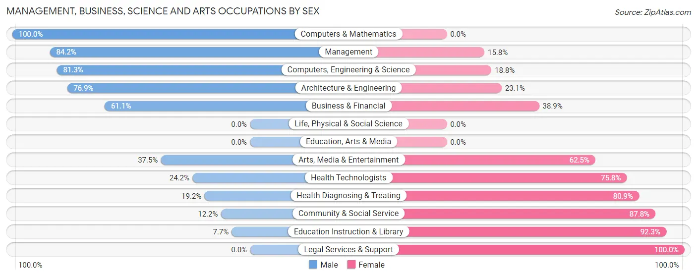 Management, Business, Science and Arts Occupations by Sex in Zip Code 56136