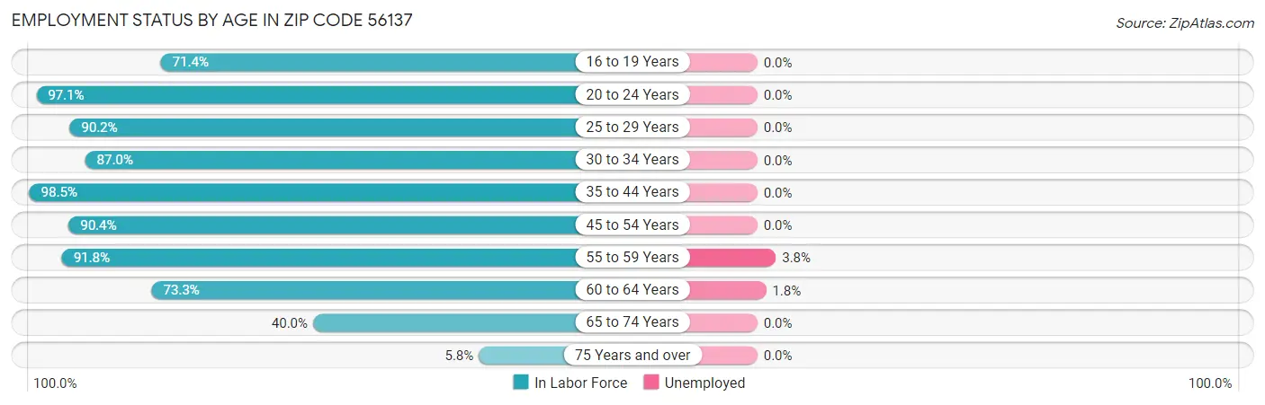 Employment Status by Age in Zip Code 56137