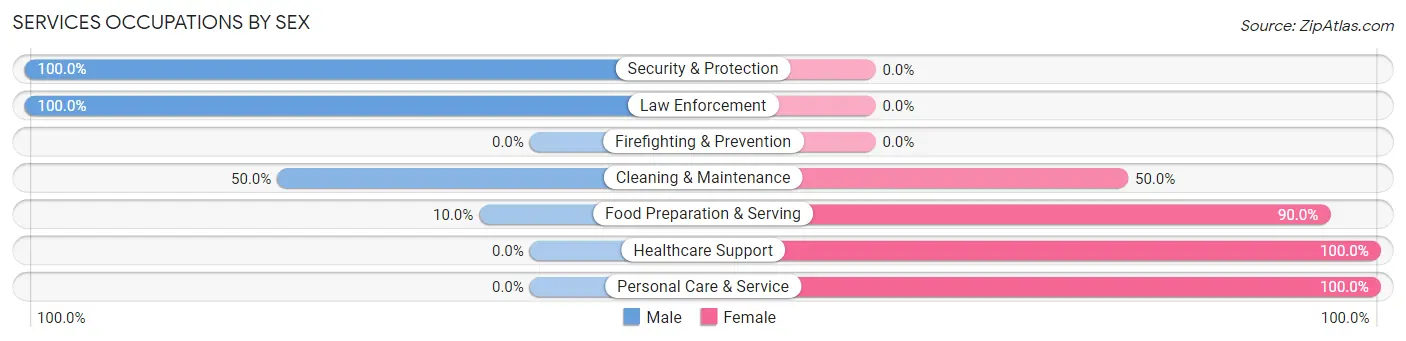 Services Occupations by Sex in Zip Code 56216