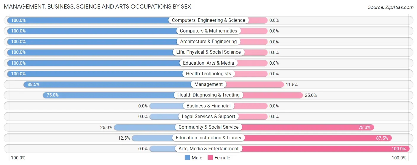Management, Business, Science and Arts Occupations by Sex in Zip Code 56231