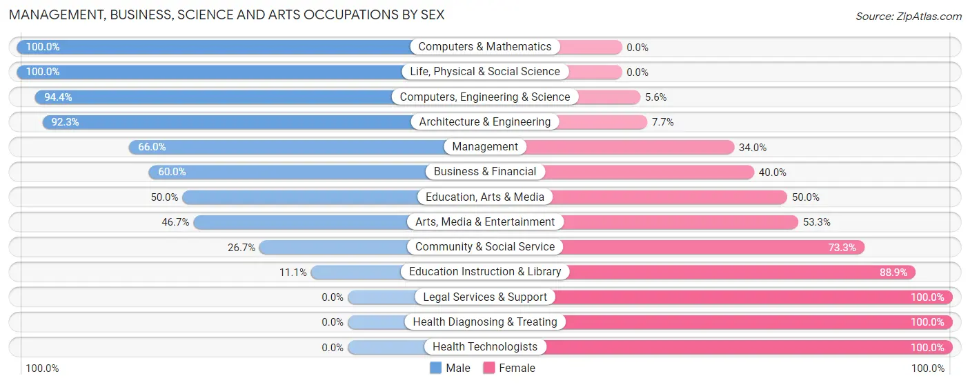 Management, Business, Science and Arts Occupations by Sex in Zip Code 56319