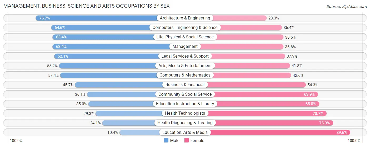 Management, Business, Science and Arts Occupations by Sex in Zip Code 56377