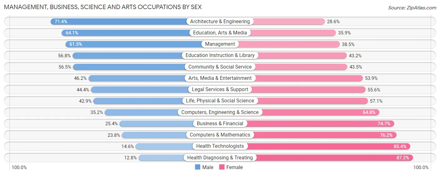 Management, Business, Science and Arts Occupations by Sex in Zip Code 56378