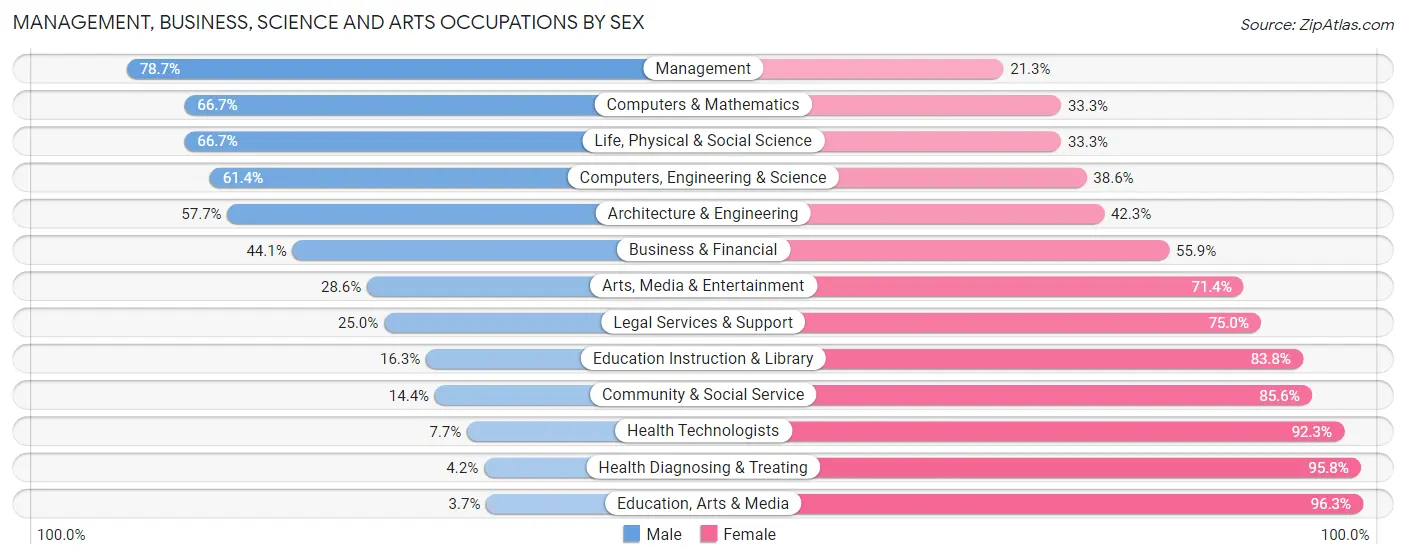 Management, Business, Science and Arts Occupations by Sex in Zip Code 56381