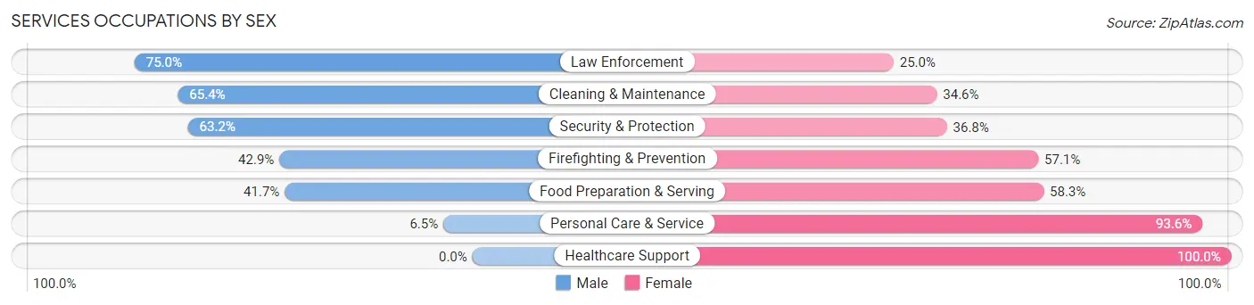 Services Occupations by Sex in Zip Code 56449