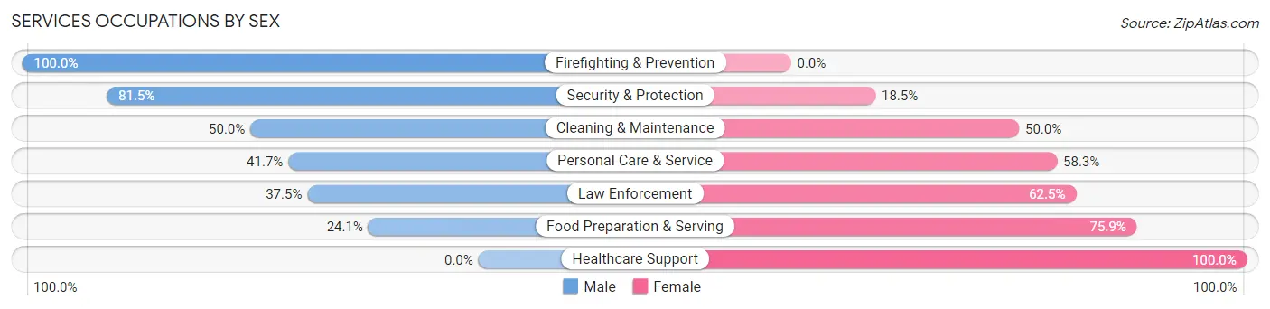 Services Occupations by Sex in Zip Code 56450
