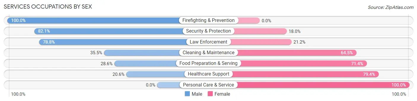 Services Occupations by Sex in Zip Code 56473