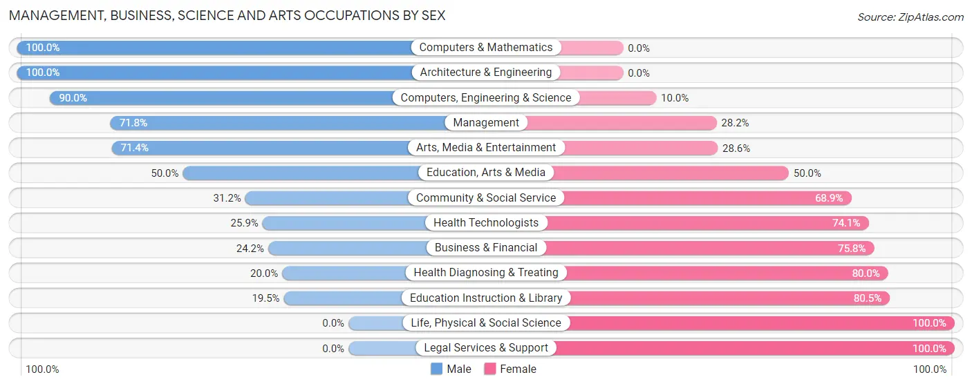 Management, Business, Science and Arts Occupations by Sex in Zip Code 56531