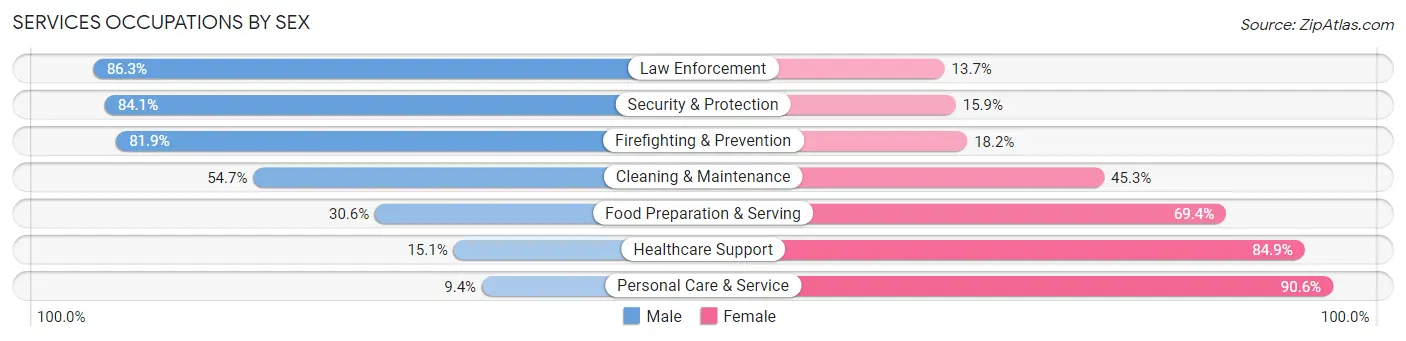 Services Occupations by Sex in Zip Code 56560