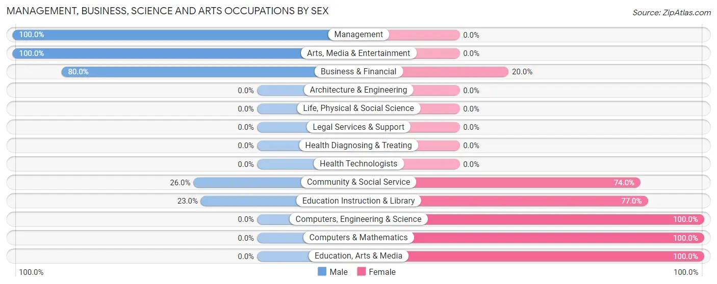Management, Business, Science and Arts Occupations by Sex in Zip Code 56563