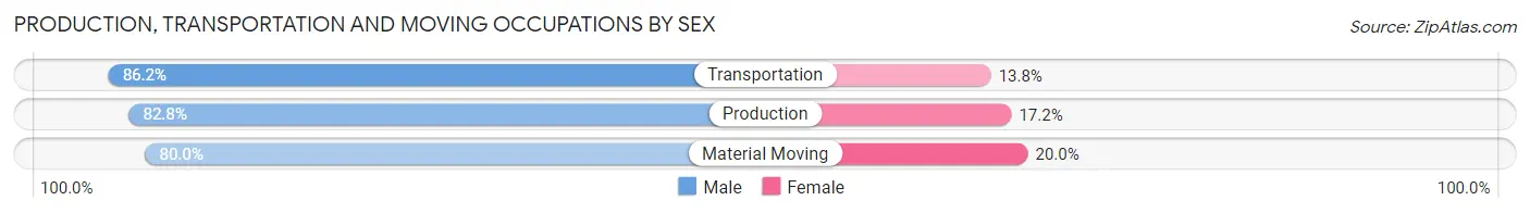 Production, Transportation and Moving Occupations by Sex in Zip Code 56570