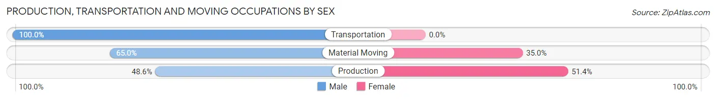 Production, Transportation and Moving Occupations by Sex in Zip Code 57001